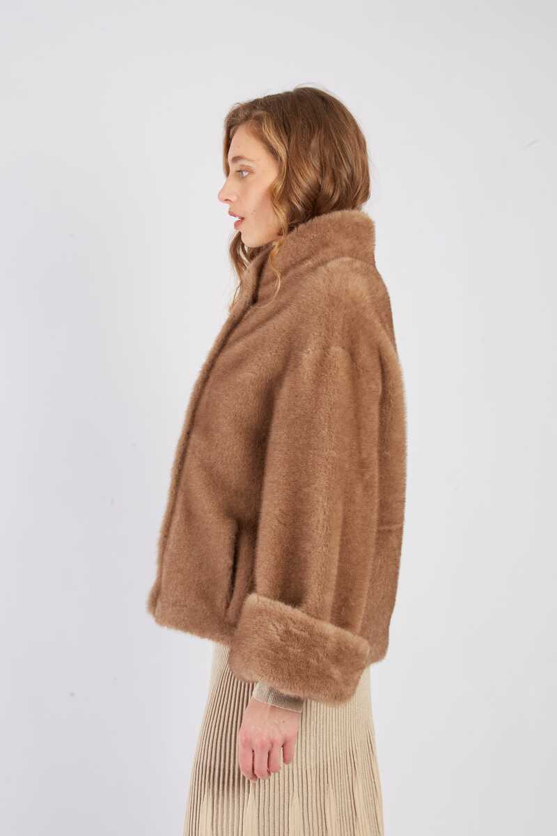 CHAQUETA CORTA RAPHIA COLOR MARRÓN 3